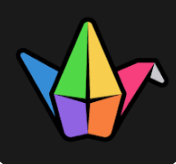 rainbow coloured paper crane logo