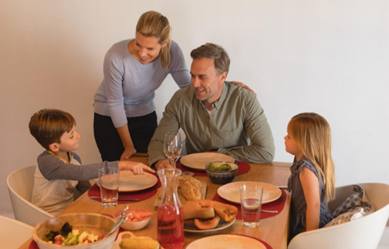 Family at a dinner table