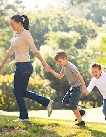 family going for a walk