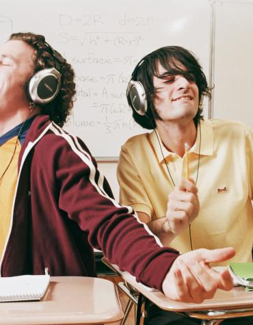 Teens vibing to music