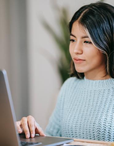 Adult using computer