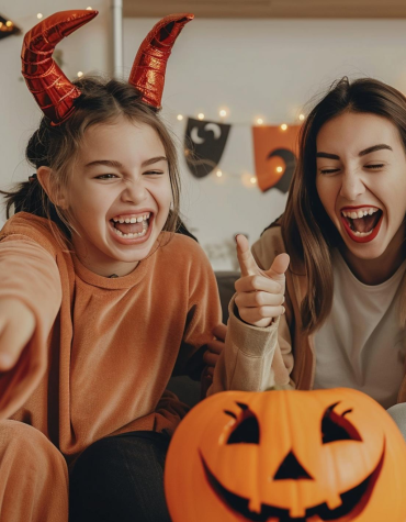 2 teens celebrating Halloween