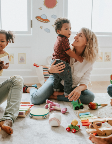 parents and preschoolers playing