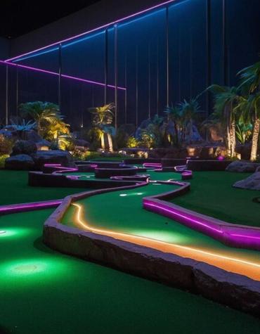 Glow in the dark mini golf alley