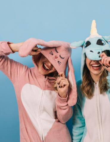 2 teens dancing in PJs