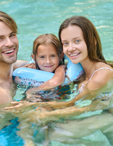Family in pool