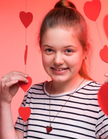 Teen with heart decor