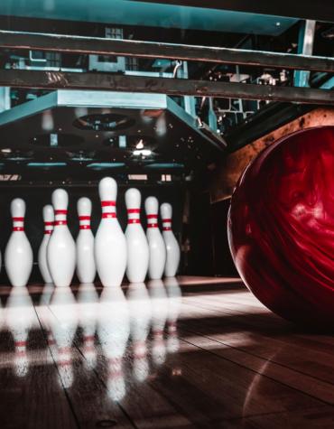 bowling ball and pins