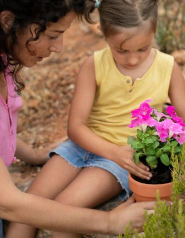 Mother daughter gardening